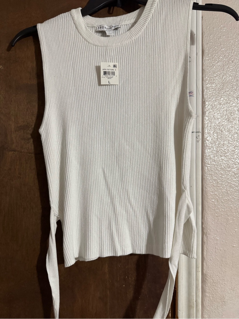 And Now This Ribbed Sleeveless Tie-Detail Tank Top - White